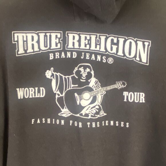 True Religion Black Full Zip Sweatshirt W/ Stitching S Graphic Grunge BigT- Read - Picture 4 of 9
